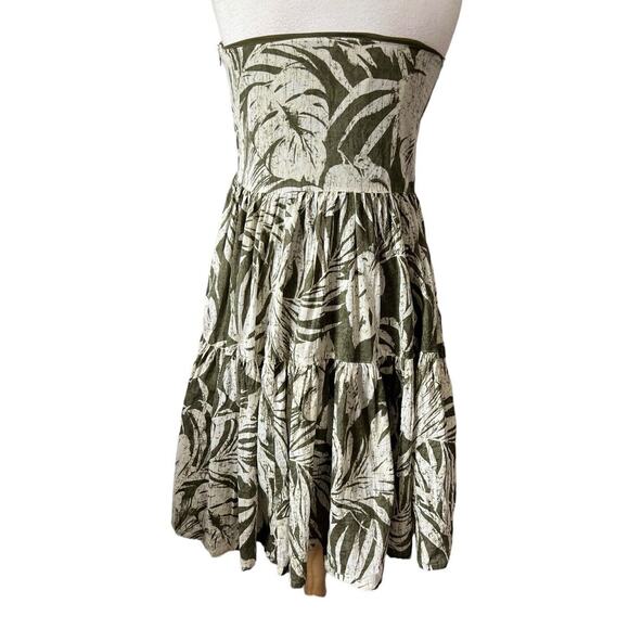 Ralph Lauren Women's 14P Tropical Palms Olive Green Cotton Babydoll Dress Y2K - Picture 5 of 8